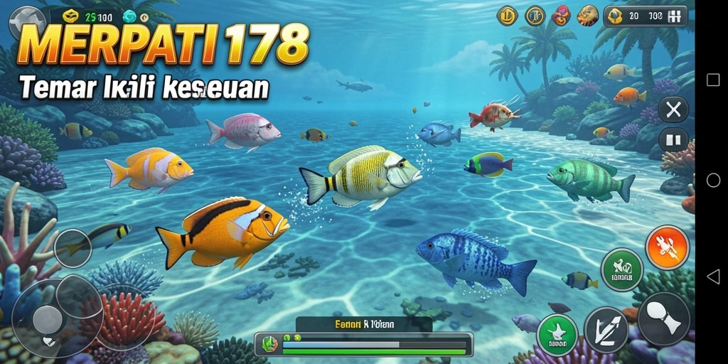 Tampilan gameplay seru dalam MERPATI178 saat menembak ikan.