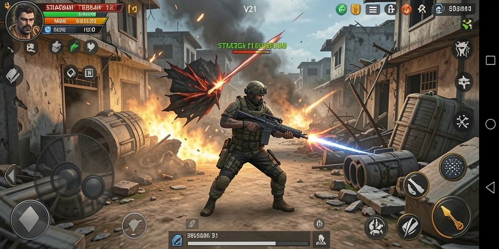 Tampilan seru dari gameplay taktis di V21.